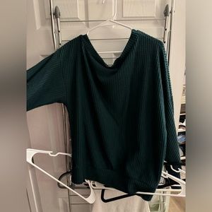 Forest green waffle knit top from pink lily